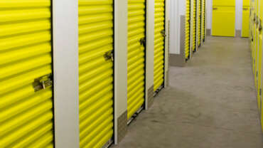 storage locker hallway yellow