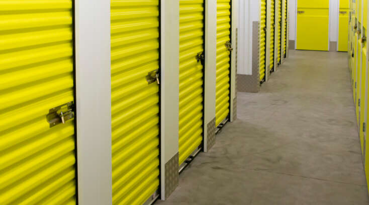 storage locker hallway yellow